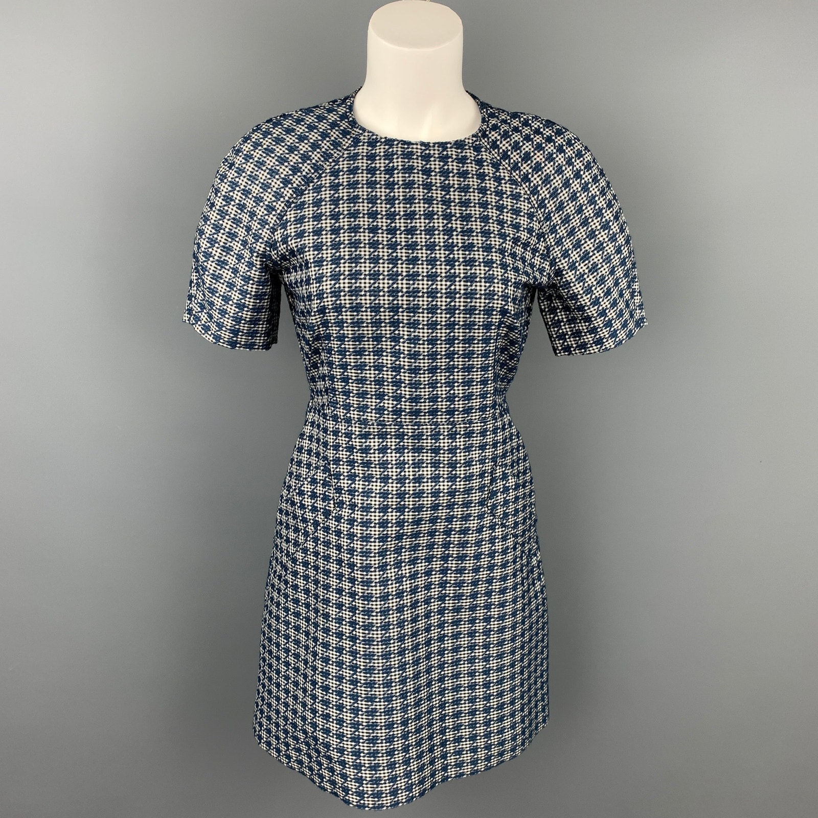 Maison Kitsune Size 4 Blue Gingham Polyester Blend Sleeveless Dress